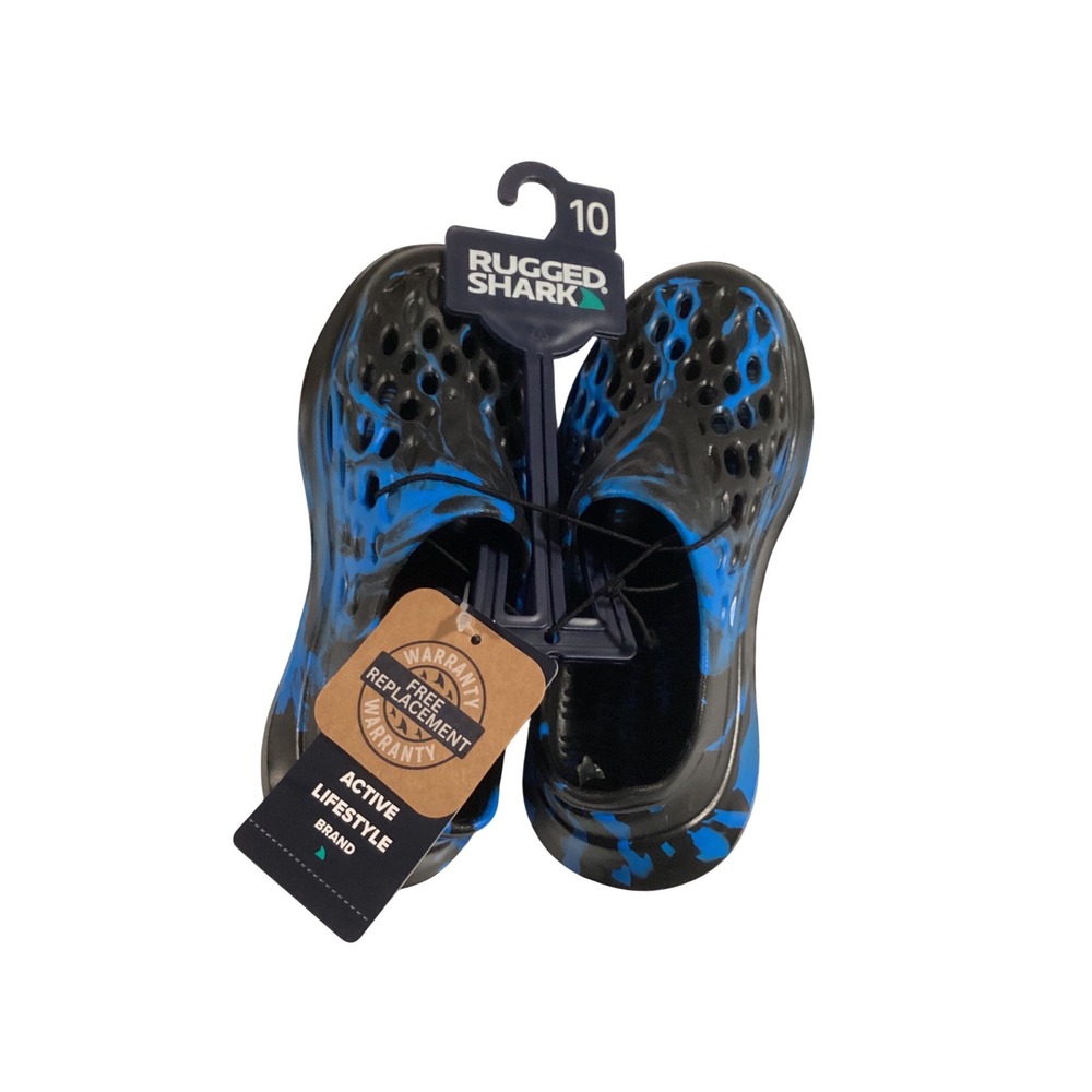 Rugged Shark Kids‎ Clogs Size 10 Blue Black Marble Water Shoes Slip On New